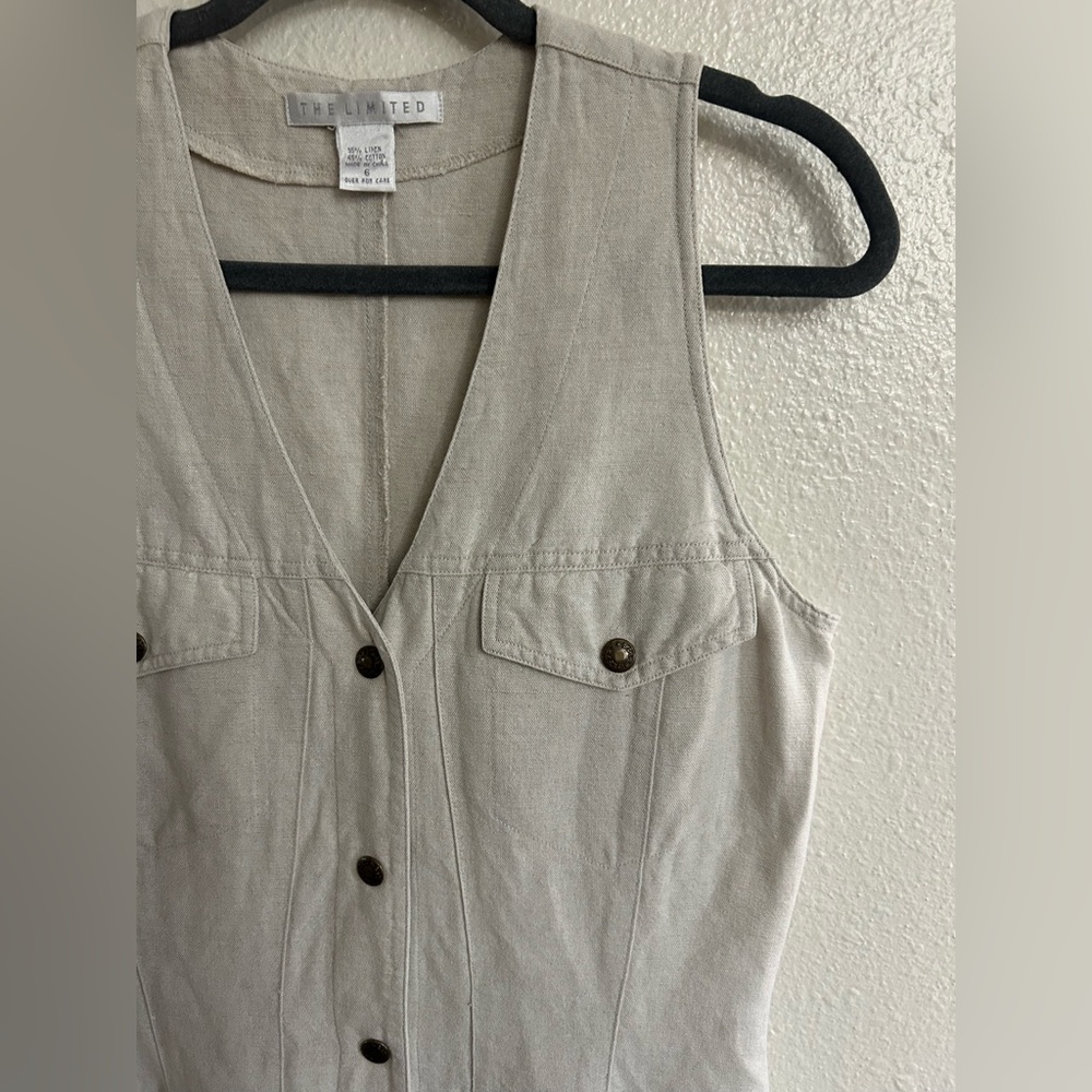 Vintage 90s The Limited Linen Cotton Blend Button Snap Maxi Dress Womens 6 - Picture 3 of 12